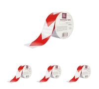 IDEA HOME Cinta de Marcado Autoadhesiva 50 mm x 5 m - Cinta de Advertencia con Rayas Reflectantes y Flechas - Marcaje de Suelo y Seguridad en Blanco/Rojo (Paquete de 4)
