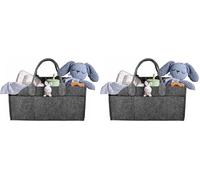 IDEA HOME Organizador de Fieltro, Organizador de Bolsillo, Bolso de Mano, Bolsa de Fieltro con Compartimentos, Organizador Universal de Pañales para Bebé, Gris (Paquete de 2)
