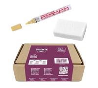 IDEA HOME SILENTE Kit de Renovación para Inscripciones de Lápidas - Marcador de Aceite Dorado + Piedra Pómez - Restauración de Letras Grabadas