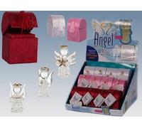 Idea para cajas bombonera: expositor con 12 ángeles de la guarda de vidrio dentro de una preciosa cajita de regalo Tres variedades diferentes.