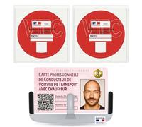 Idea Pro Mobility Kit de inicio/cumplimiento VTC - Fabricado en Francia: 1 soporte de tarjeta profesional + 2 adhesivos para Macarons Reglamentary ReVTC (Macaron Provisional)