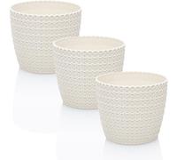 idea-station RIBA Macetas de plástico 3 x 14 cm - Blanco Crema - maceteros Decorativos Interior - jardineras Exterior
