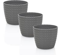 idea-station RIBA Macetas de plástico 3 x 14 cm - Gris - maceteros Decorativos Interior - jardineras Exterior