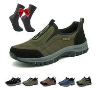 Ideacloth Shoes for Men, Ideacloth Orthopedic Comfortable Wide Fit Toe Anti-Slip Waterproof Hiking Shoe Slip On (Green,44.5)