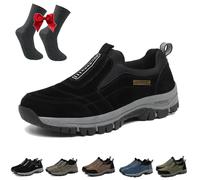 Ideacloth Shoes for Men, Ideacloth Orthopedic Comfortable Wide Fit Toe Anti-Slip Waterproof Hiking Shoe Slip On (Black,43)
