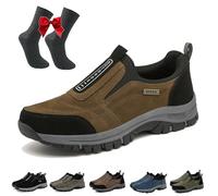 Ideacloth Shoes for Men, Ideacloth Orthopedic Comfortable Wide Fit Toe Anti-Slip Waterproof Hiking Shoe Slip On (Brown,43)