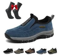 Ideacloth Shoes for Men, Ideacloth Orthopedic Comfortable Wide Fit Toe Anti-Slip Waterproof Hiking Shoe Slip On (Blue,41)