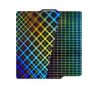 IdeaFormer Smooth Rainbow Mesh+Plaid PES Placa de presión Bambu Lab X1/X1C/X1E/P1P/P1S/A1, Placa de resorte de acero de PES suave para cama de impresión de acero de resorte Bambu Lab 257x257mm