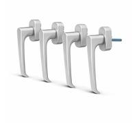 IdeaGenesis - Pack x4 Manilla Ventana Multipunto Aluminio Plata - Maneta para Ventanas Oscilobatientes y Practicables | Cuadradillo 7 mm Universal | Tirador Resistente (4, Plata Mate)