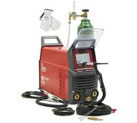 Ideal Expert TIG 201 DC Pulse LCD WIG - Equipo de soldadura (200 A, encendido HF y mano electrónica MMA, incluye botella de gas de argón de 8 L, reductor de presión, guantes, profesional, para acero y