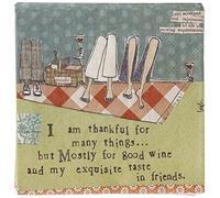Ideal Home Range 20 Count Boston International 3-Ply Paper Cocktail Napkins, Curly Girl Design Thankful For