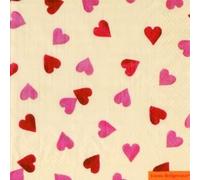 Ideal Home Range - 20 Servilletas de papel para la mesa y decoupage, 3 capas, 33 x 33 cm, multicolor con tema corazones rojos y rosas