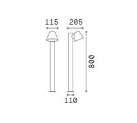 Ideal Lux bolardo luminoso gas, negro, aluminio, altura 80 cm