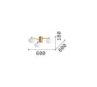 Ideal Lux Hermes plafón, blanco, 60 cm, 3 luces, cristal