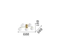 Ideal Lux Hermes plafón, blanco, 60 cm, 5 luces, cristal
