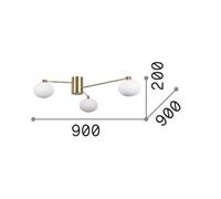 Ideal Lux Hermes plafón, blanco, 90 cm, 3 luces, cristal