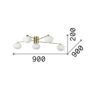 Ideal Lux Hermes plafón, blanco, 90 cm, 5 luces, cristal