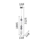 Ideal Lux Lámpara colgante LED Lumiere-3, cristal opal/gris