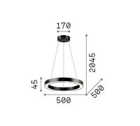 Ideal Lux Lámpara colgante LED Oracle, negra, 3.000 K, Ø 50 cm