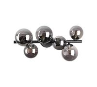 Ideal Lux PERLAGE Lámpara de techo Globe de 6 luces, color negro, pantalla gris ahumado