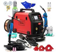 IDEAL MIG 205 - Soldadora combinada 5 en 1 MIG/MAG WIG/TIG MMA, gas protector de 230 V, con accesorios, botella de gas de argón/Co2, mini reductor de presión, guantes de soldadura, juego de imanes de