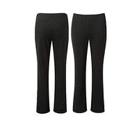 Ideal Online Paquete de 2 pantalones de trabajo para mujer, corte de bota, elásticos, finamente acanalados, Negro, 46