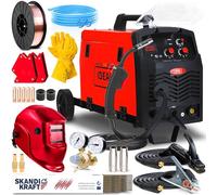 Ideal Praktik MIG 200 - Maquina de soldar de hilo sin gas y con gas de 200A con chasis - Soldadura: MIG MAG, Flux, MMA - Soldador estaño incluye inductividad - Set Premium