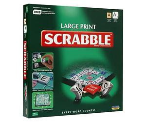 Ideal Scrabble de impresión grande: tablero extra con texto claro y grande impreso y azulejos de letras | Juegos | Palabra | Para 2-4 jugadores | A partir de 10 años, 11213, verde, tablero: 37 cm x 37
