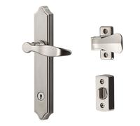 Ideal Security Door Lever with Deadbolt Lock for Out-Swinging Doors, Satin Silver (4-Piece Set)