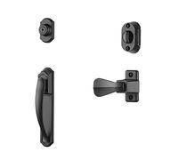 Ideal Security Juego de manijas con cerrojo con llave, manija de puerta mosquitera, manija de puerta de tormenta, negro mate (juego de 4 piezas)