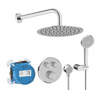 Ideal Standard A7771AA Ceratherm Navigo - Juego de grifería (incluye termostato de ducha, cuerpo empotrado, alcachofa de ducha de 3 funciones, diámetro de 11 cm, alcachofa de ducha de 25 cm de