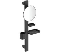 Ideal Standard - ALU+ Beauty Bar Conjunto de Accesorios tamaño S, con Espejo de 200 mm de diámetro, toallero Doble, Estante y Vaso, Negro Seda