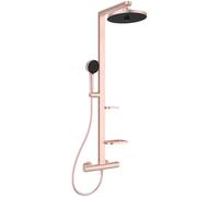 Ideal Standard - Alu+, Columna de ducha termostática de aluminio, Mezclador termostático exterior de doble salida, Rosé, BD583RO