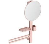 Ideal Standard ALU+ Espejos, Combinación de Accesorios M, con Espejo cosmético de Ø 328 mm y estantes Ajustables, Fabricado con un 84% de Aluminio Reciclado - Rosa (580x145.5x717 mm)
