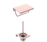 Ideal Standard ALU+ Set Accesorios baño (2 en 1), Set con BD592RO escobilla de Inodoro y BD593RO portarollos de Papel higiénico, Rosa