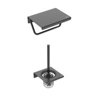 Ideal Standard ALU+ Set Accesorios baño (2 en 1), Set con BD592SI escobilla de Inodoro y BD593SI portarollo de Papel higiénico, Negro Mate
