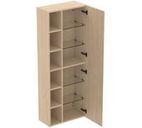 Ideal Standard Armario alto Finesse, 1 puerta, con bisagras a la derecha, 6 compartimentos abiertos, 600x300x1600mm, E3442US, Color: Roble blanco