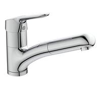 Ideal Standard BC143AA Ceraflex - Grifo mezclador de cocina monomando de apoyo sobre fregadero, ducha orientable y extraíble, cromado