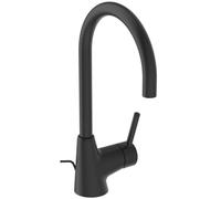 Ideal Standard BC195XG Ceraline - Grifo de lavabo con desagüe alto, caño alto, caño giratorio 360°, grifo mezclador para lavabo, ahorro de agua, color negro