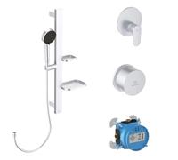Ideal Standard BE127SI - Juego completo de accesorios de aluminio + para ducha, barra de ducha, alcachofa de ducha, ahorro de agua, color plateado