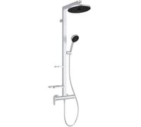 Ideal Standard Ceraflow Alu+ sistema de ducha con grifo - Plata | Ducha de bajo consumo con 2 funciones (cabezal y mango), estantes ajustables, BD584SI