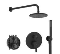 Ideal Standard - Ceraline, Kit de ducha completo, juego de barra de ducha para instalación a pared, negro seda