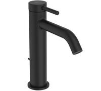 Ideal Standard - Ceraline, mezclador monomando grande, grifo lavabo con cartucho FirmaFlow, con barra de control y desagüe, sistema BlueStart, Easyfix, negro seda