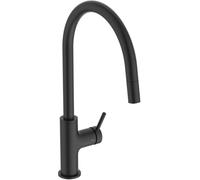 Ideal Standard Ceraline Nuovo Grifo de cocina, carrera alta - Negro Mate | Ducha de mano de una función, giro de 360°, sistema de instalación rápida EasyFix+