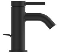Ideal Standard Ceraline Nuovo mezclador de lavabo, proyección 90mm, w.waste, BlueStart, BD756XG, Color: Silk Black