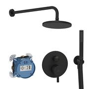 Ideal Standard Ceraline - Paquete de grifo empotrado, todo en uno, incluye caja de montaje empotrada Easy-Box A1000NU, ahorro de agua, color negro mate