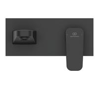 Ideal Standard Ceraplan grifería de lavabo monomando de pared, kit oculto 2, proyección 166 mm, BD244XG, Color: Silk Black