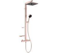 Ideal Standard Ceratherm Alu+ Sistema de ducha, ahorrador de agua con termostato, cabezal de ducha cuadrado con patrones de chorro variables - Rosa (345 x 501 x 1113 mm)