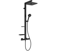 Ideal Standard Ceratherm Alu+ Sistema de ducha, ECO de bajo consumo con termostato, cabezal de ducha cuadrado con chorros de agua variables - Negro Mate (345 x 501 x 1113 mm)