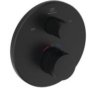 Ideal Standard Ceratherm T100 Termostato de baño empotrado, grifo de bañera con bloqueo de temperatura a 40 °C, termostato para la bañera - Negro Mate